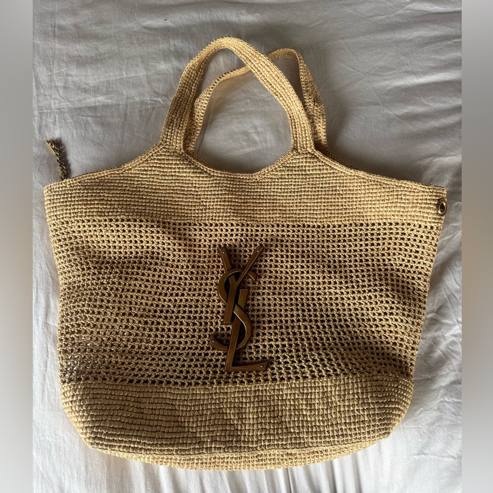 AUTHENTIC Yves Saint Laurent ICARE bag in raffia - Picture 3 of 7
